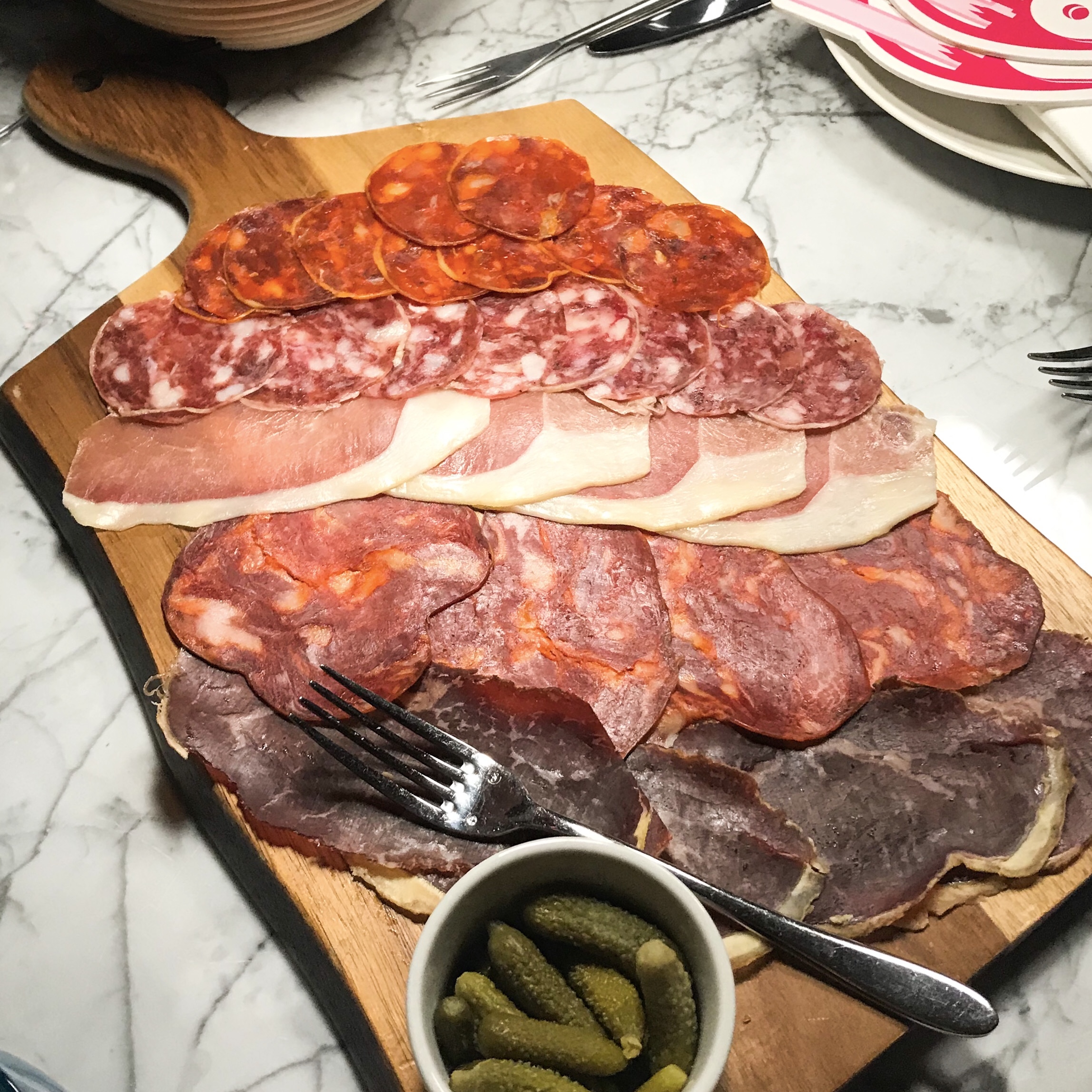 Charcuterie board that comes with the fondue at 28-50 Covent Garden