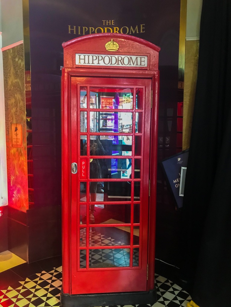Red phone box in entrance of Hippodrome Casino